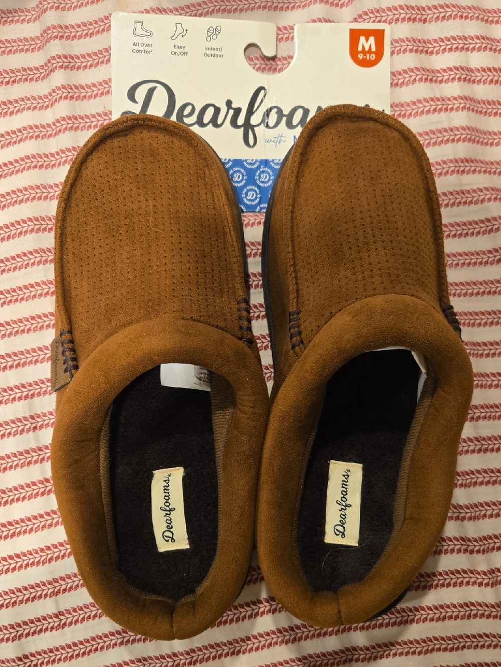 dearfoams Men’s Chestnut Brown Suede-Like Slip-On Loafers